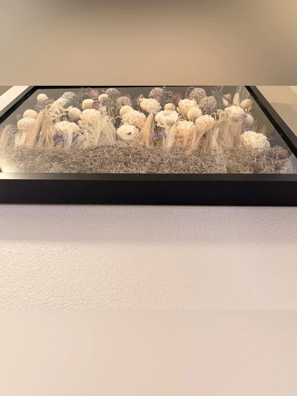 Handmade Oversized 3D Dried Floral Shadow Box Wall Art